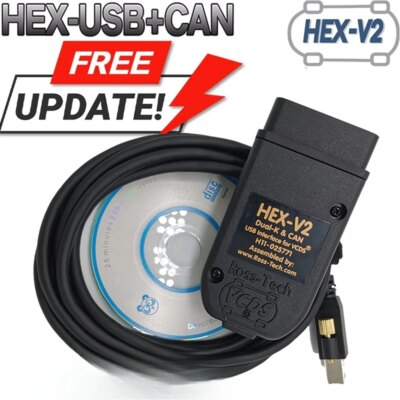 2025 VAG COM HEX-V2 Scanner OBD2 Diagnostic Tool Cable V24.7 Multi-Language HEX V2 Wesheu VAG COM For Audi SKODA VW Car - Image 3