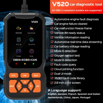 OBD2 Car Scanner Diagnostic Scan Tool,Professional Mechanic Vehicle Fault Code Reader,Auto Read Fault Code Check Engine Light Fo - Image 3