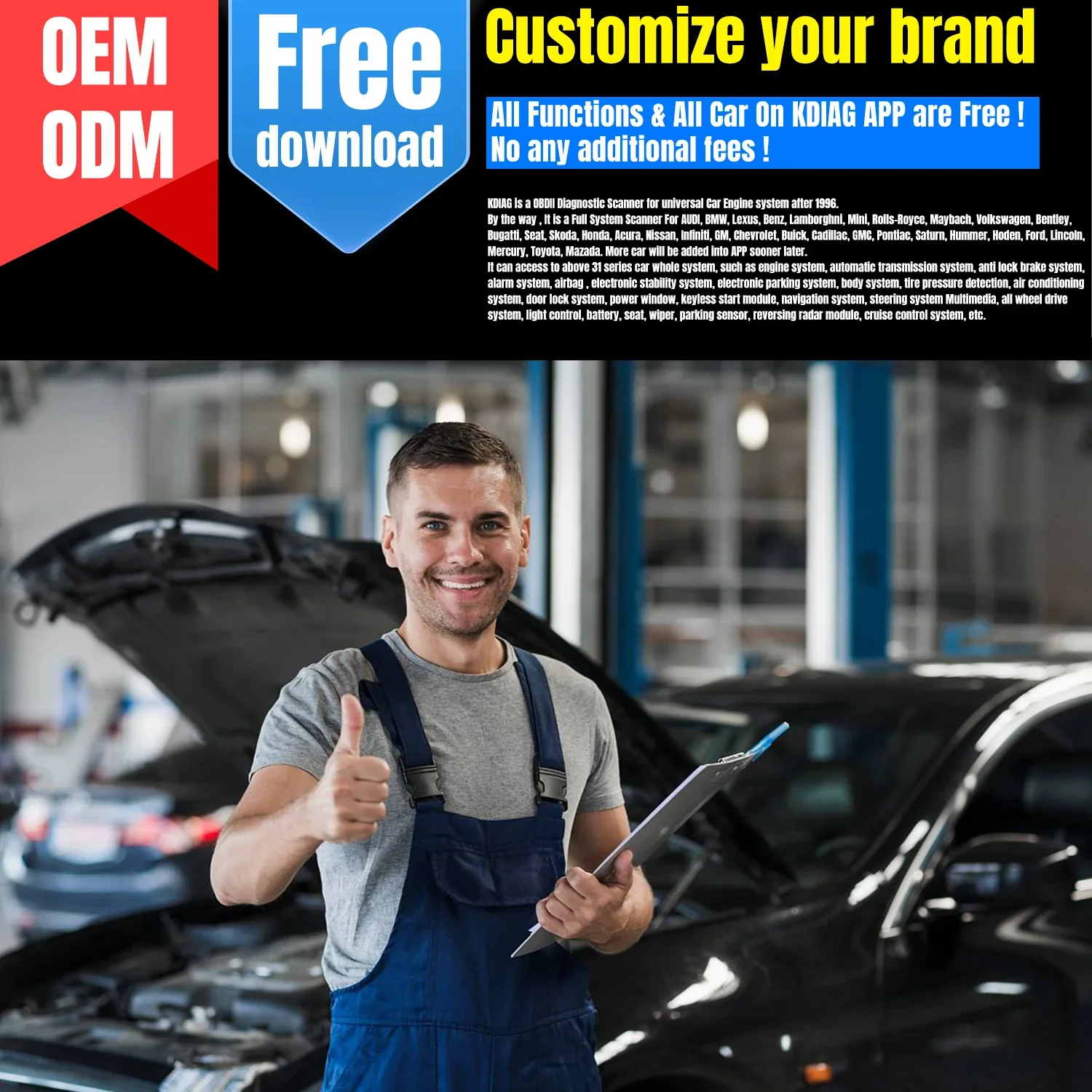 KONNWEI KDIAG 2023 MINI Full System Auto Scanner Reset SAS EPB Service ECU Programmer OBD OBD2 Car Diagnostic Tool pk Thinkdiag
