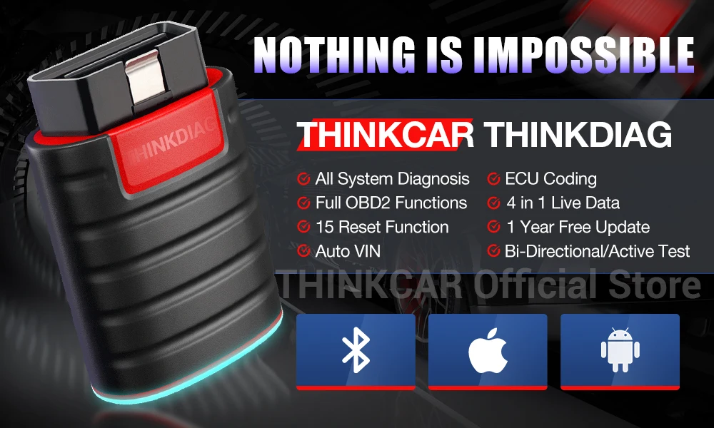 ThinkDiag 2 ALL software 1 Year Free Update Auto Diagnostic tool support CAN FD ECU Coding Active Test 16 reset OBD2 Scanner