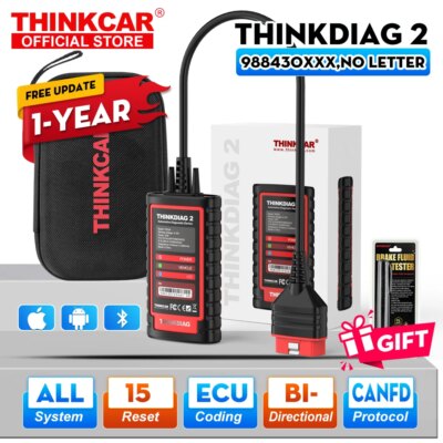 ThinkDiag 2 ALL software 1 Year Free Update Auto Diagnostic tool support CAN FD ECU Coding Active Test 16 reset OBD2 Scanner