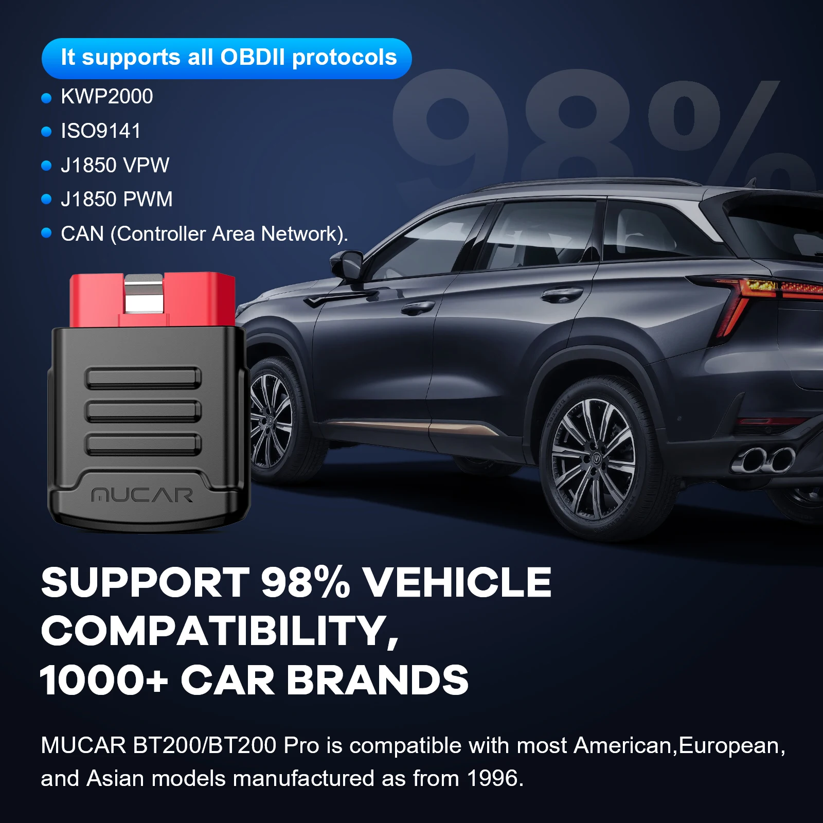 MUCAR BT200/BT200 Pro OBD2 Scanner Diagnostic Tool Bluetooth, Full System Automotive Scan Tool Free Oil/SAS 15 Reset Code Reader MUCAR BT200/BT200 Pro OBD2 Scanner Diagnostic Tool Bluetooth, Full System Automotive Scan Tool Free Oil/SAS 15 Reset Code Reader