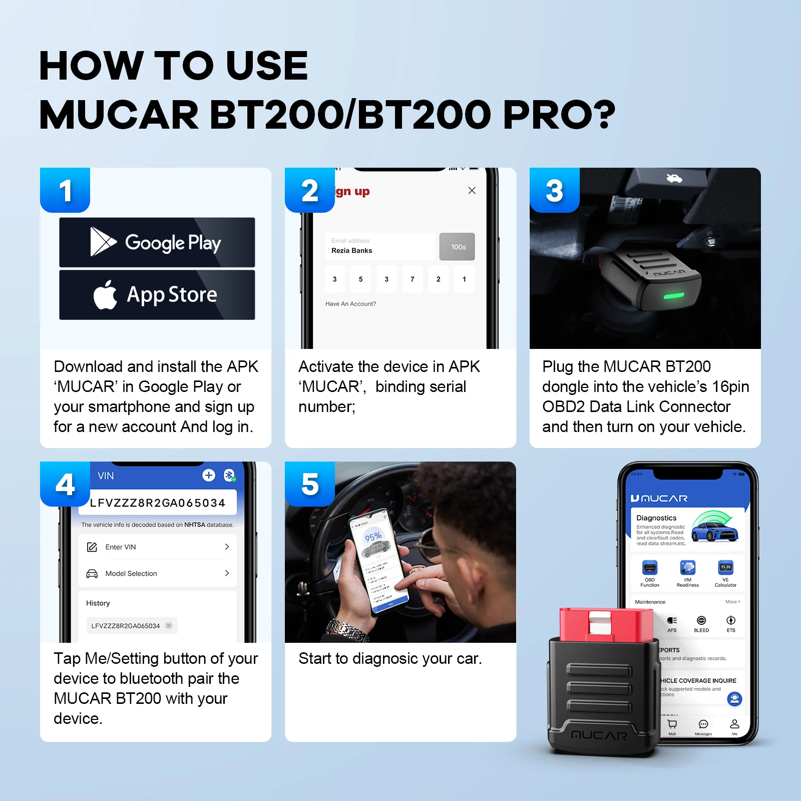 MUCAR BT200/BT200 Pro OBD2 Scanner Diagnostic Tool Bluetooth, Full System Automotive Scan Tool Free Oil/SAS 15 Reset Code Reader MUCAR BT200/BT200 Pro OBD2 Scanner Diagnostic Tool Bluetooth, Full System Automotive Scan Tool Free Oil/SAS 15 Reset Code Reader