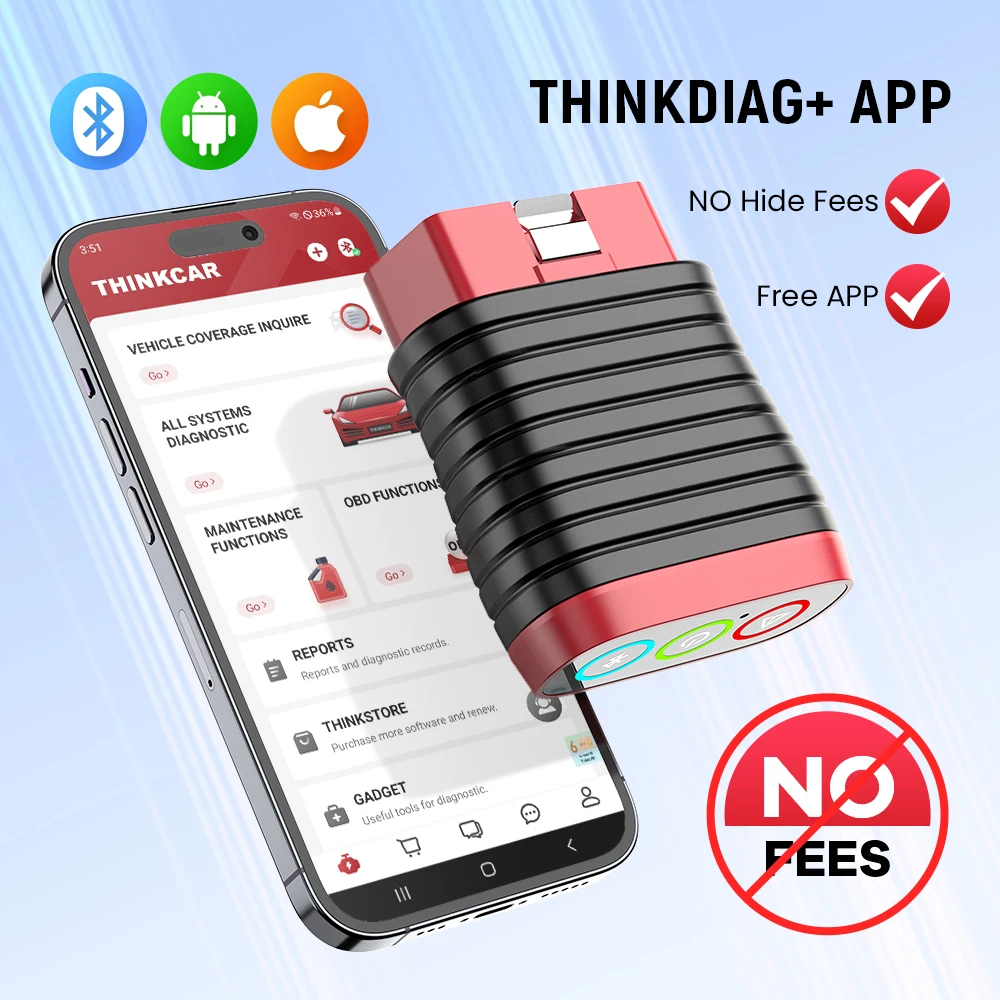 THINKCAR BD6 OBD2 Scanner Full System Diagnostic OIL IMMO ETS BLEED Brake Reset Lifetime Free All Auto Car Via THINKDIAG APP