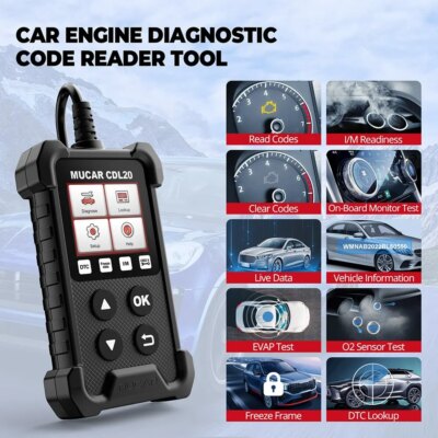 MUCAR CDL20 OBD2 Car Diagnostic Tools Free OBD 2 Code Reader Clear Engine Light Smog Test Auto Scanner - Image 2