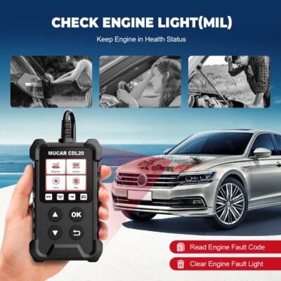 MUCAR CDL20 OBD2 Car Diagnostic Tools Free OBD 2 Code Reader Clear Engine Light Smog Test Auto Scanner - Image 5
