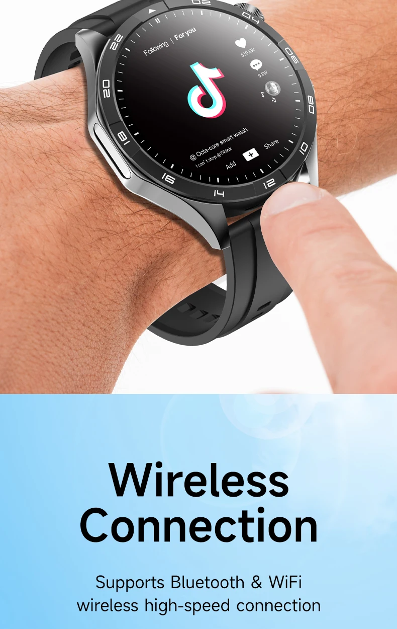 4G Cellular Version Smart Watch Android Smartwatch With Dual Camera 1.43inch Amoled Screen GPS WIFI Sim Card Slot 64GB Storage