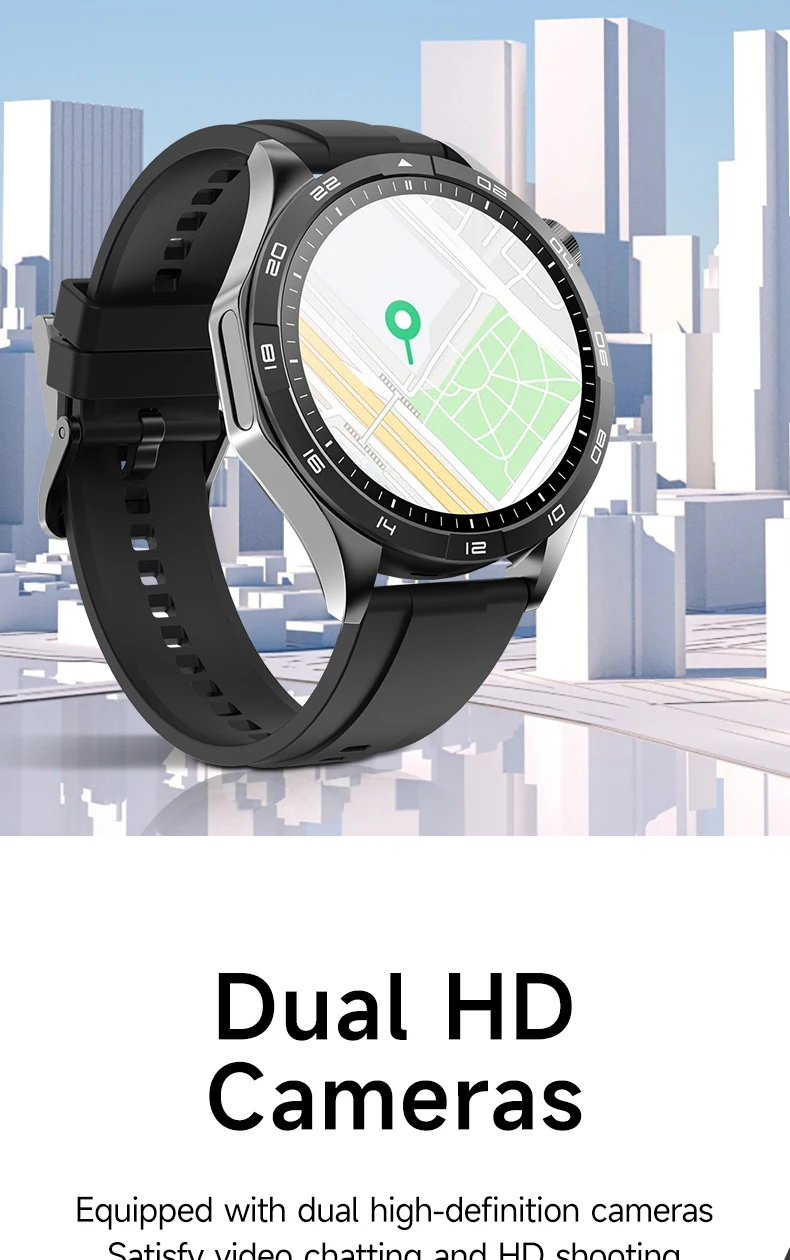4G Cellular Version Smart Watch Android Smartwatch With Dual Camera 1.43inch Amoled Screen GPS WIFI Sim Card Slot 64GB Storage