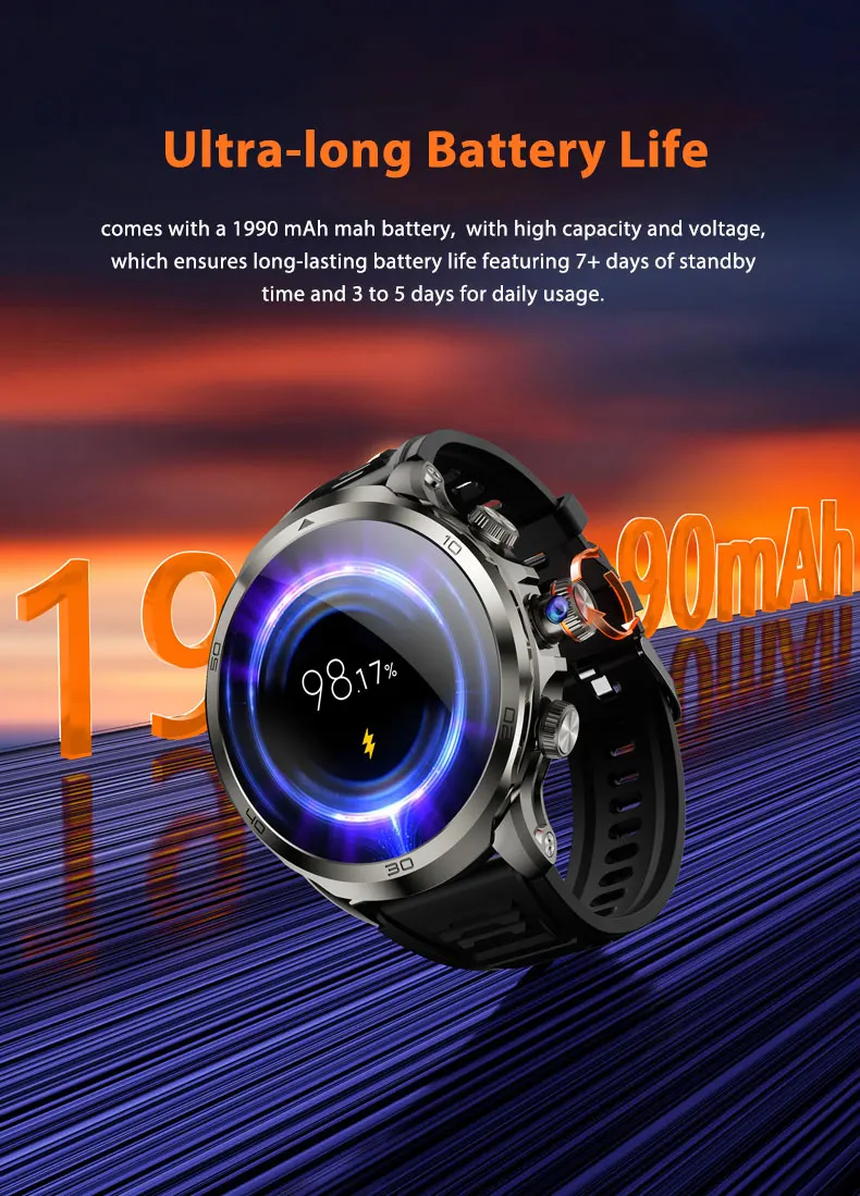 GoldenSpike H19 Smart Watch Android 4G Smartwatch Men With 256GB Storage GPS WIFI Sim Card Slot Tiktok Whatsapp 1880Mah Battery
