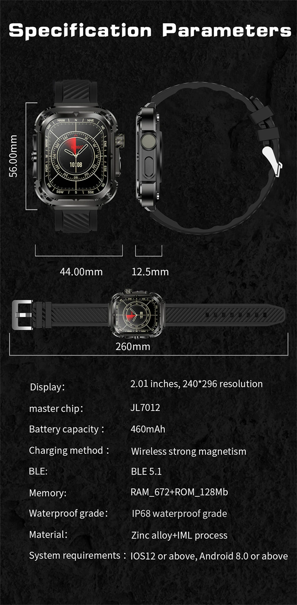 New GPS Tracker Smart Watch Men 2.1'' HD Screen NFC Watches Compass Military Outdoor Sports Waterproof Bluetooth Call Smartwatch