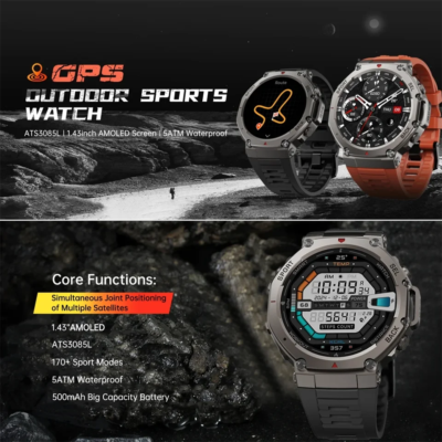 T-Rex 3 GPS Smart Watch 10ATM Waterproof Built-in Dual-band GNSS Compass Military Sport Smartwatch Men 2025 New For Xiaomi Ultra - Image 5