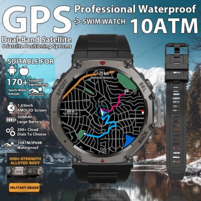 T-Rex 3 GPS Smart Watch 10ATM Waterproof Built-in Dual-band GNSS Compass Military Sport Smartwatch Men 2025 New For Xiaomi Ultra