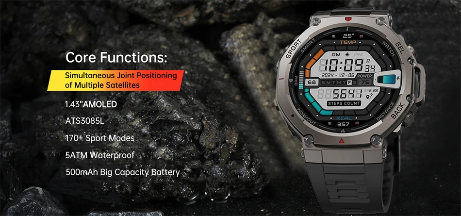 T-Rex 3 GPS Smart Watch 10ATM Waterproof Built-in Dual-band GNSS Compass Military Sport Smartwatch Men 2025 New For Xiaomi Ultra