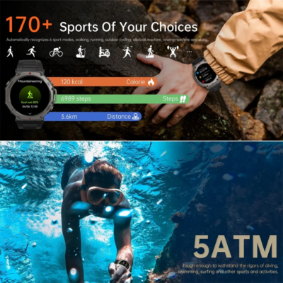 T-Rex 3 GPS Smart Watch 10ATM Waterproof Built-in Dual-band GNSS Compass Military Sport Smartwatch Men 2025 New For Xiaomi Ultra - Image 2
