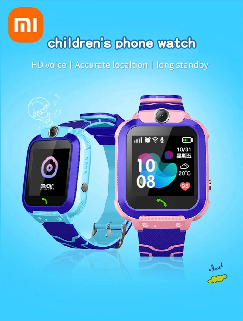 Xiaomi Kids Smart Watch SOS GPS Location Tracke Sim Card Call Child SmartWatch Camera Waterproof Watch Gift For Ios Android