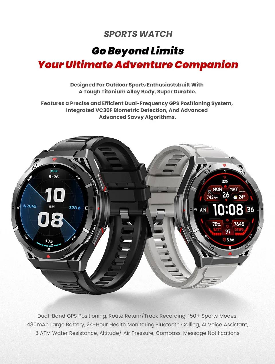 2025 New for HUAWEI Original Premium GPS SmartWatch Ultra HD AMOLED Display Built-in GPS BT Call 10ATM Waterproof Smart Bracelet