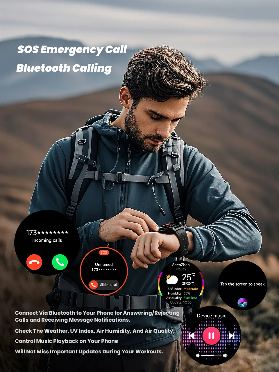 2025 New for HUAWEI Original Premium GPS SmartWatch Ultra HD AMOLED Display Built-in GPS BT Call 10ATM Waterproof Smart Bracelet
