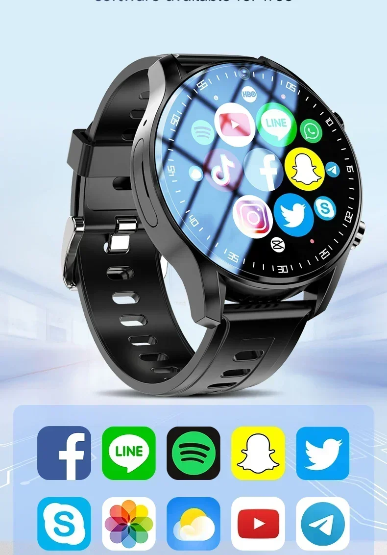 A7 Dual Camera Video Call 4G Smart Watch Step Tracker 128GB Memory SIM Card with Wifi GPS Waterproof Google Play Store