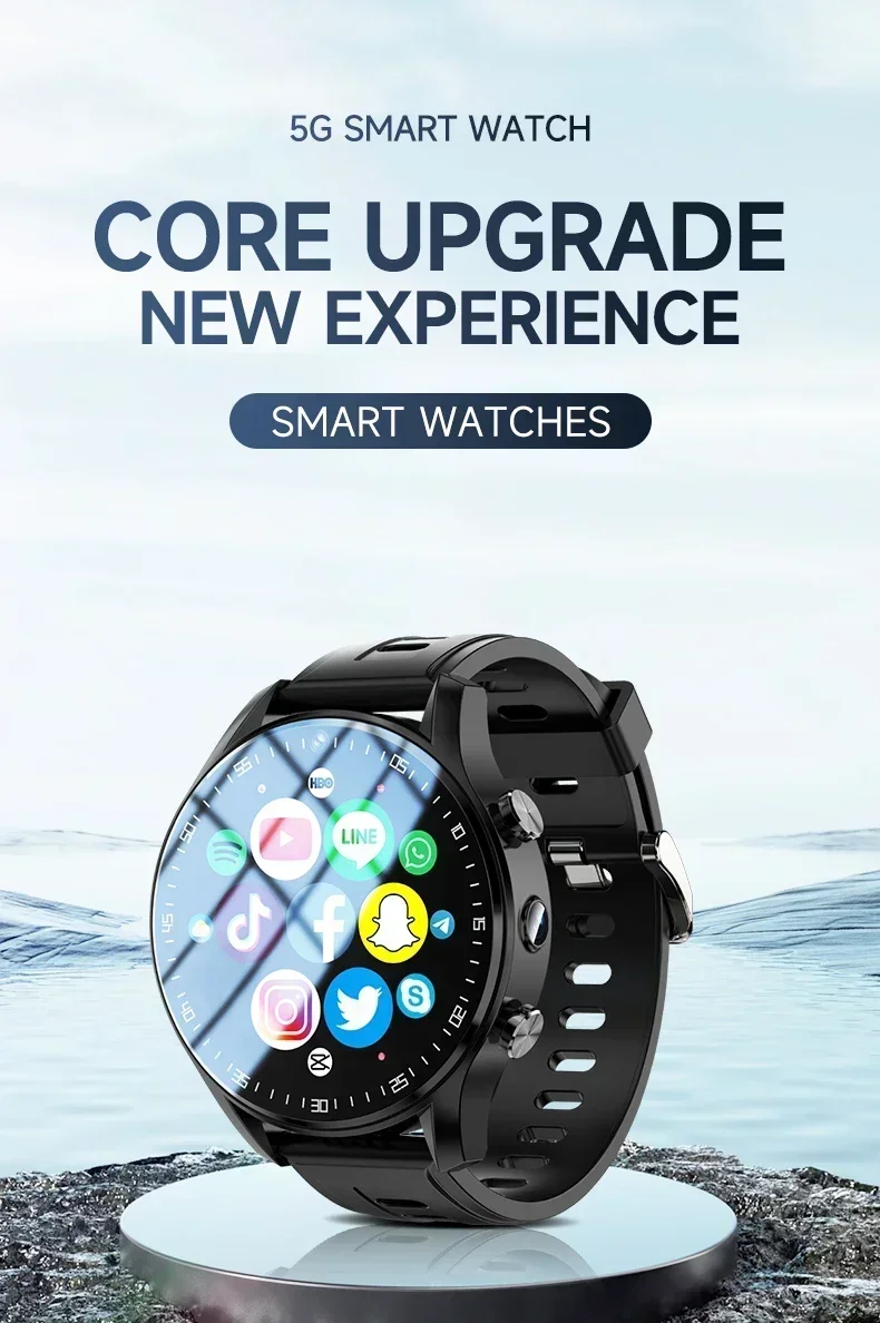 A7 Dual Camera Video Call 4G Smart Watch Step Tracker 128GB Memory SIM Card with Wifi GPS Waterproof Google Play Store