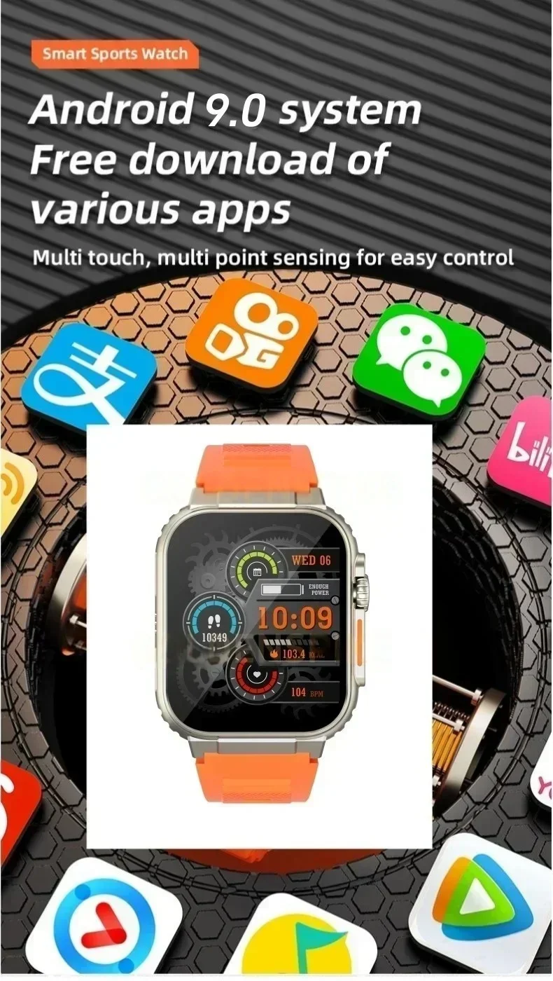 100% Original CDS9 S9 Ultra 4G Android Smart Watch with Play Store Rotating camera WiFi GPS 8+128GB 2.2 Inch Amoled Smartwatch