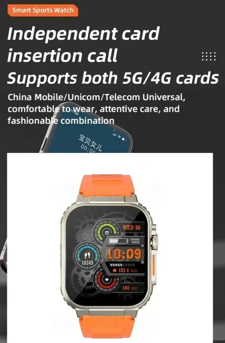 100% Original CDS9 S9 Ultra 4G Android Smart Watch with Play Store Rotating camera WiFi GPS 8+128GB 2.2 Inch Amoled Smartwatch