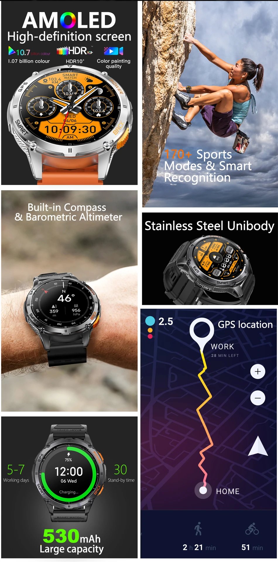 LIGE High Precision GPS Positioning Smart Watch Altimeter Barometer Compass Bluetooth Call Smartwatch Men 1.43-inch AMOLED Watch LIGE High Precision GPS Positioning Smart Watch Altimeter Barometer Compass Bluetooth Call Smartwatch Men 1.43-inch AMOLED Watch