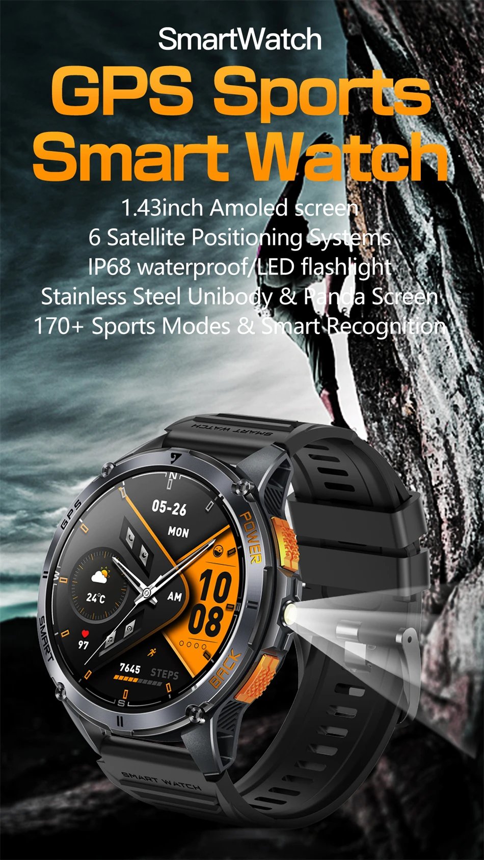 LIGE High Precision GPS Positioning Smart Watch Altimeter Barometer Compass Bluetooth Call Smartwatch Men 1.43-inch AMOLED Watch LIGE High Precision GPS Positioning Smart Watch Altimeter Barometer Compass Bluetooth Call Smartwatch Men 1.43-inch AMOLED Watch