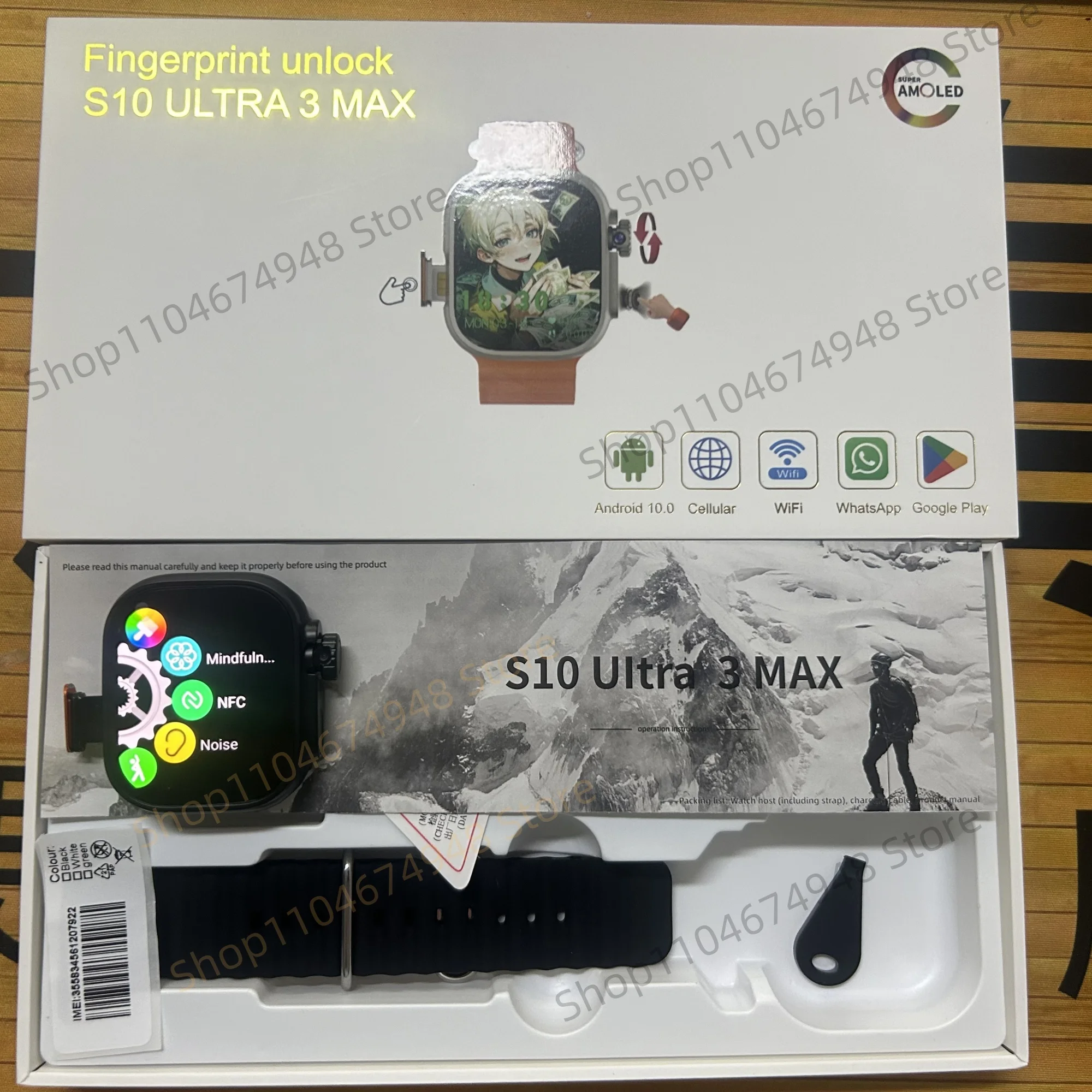 GOLDENSPIKE S10 Ultra 3 MAX 4G 5G Smartwatch Touch ID 2.29inch Amoled Smart Watch With 180° Rotating Camera GPS WIFI NFC Compass