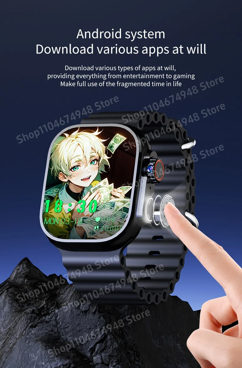 GOLDENSPIKE S10 Ultra 3 MAX 4G 5G Smartwatch Touch ID 2.29inch Amoled Smart Watch With 180° Rotating Camera GPS WIFI NFC Compass