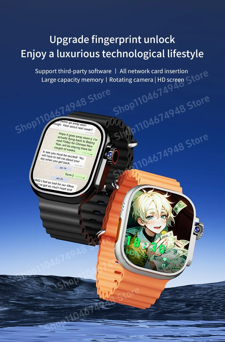 GOLDENSPIKE S10 Ultra 3 MAX 4G 5G Smartwatch Touch ID 2.29inch Amoled Smart Watch With 180° Rotating Camera GPS WIFI NFC Compass