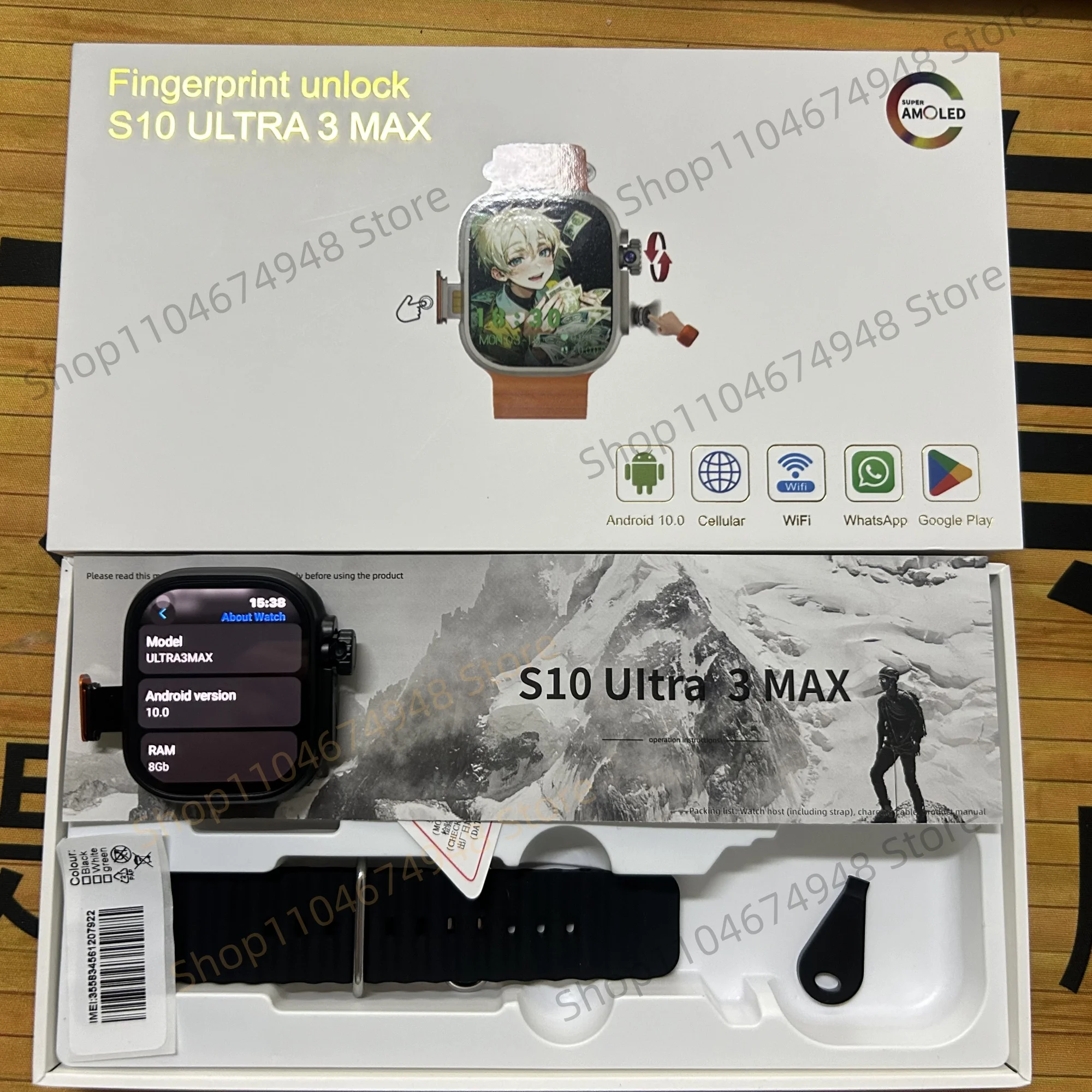 GOLDENSPIKE S10 Ultra 3 MAX 4G 5G Smartwatch Touch ID 2.29inch Amoled Smart Watch With 180° Rotating Camera GPS WIFI NFC Compass