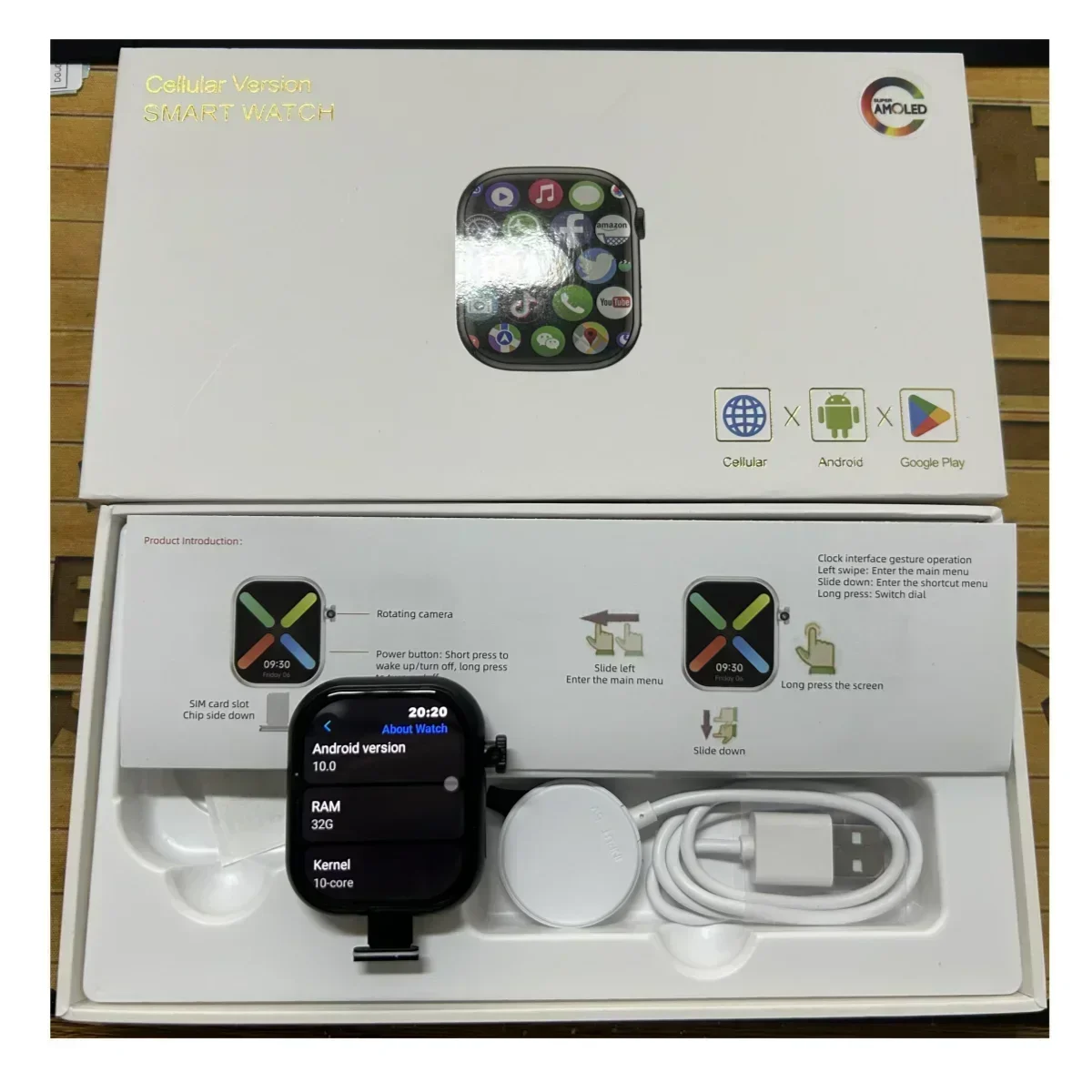5G Android VP29 5 256GB storage 4G/5G LTE Sim card GPS WIFI 2.29-inch 490 by 580 smartwatch with 8 megapixel rotating camera
