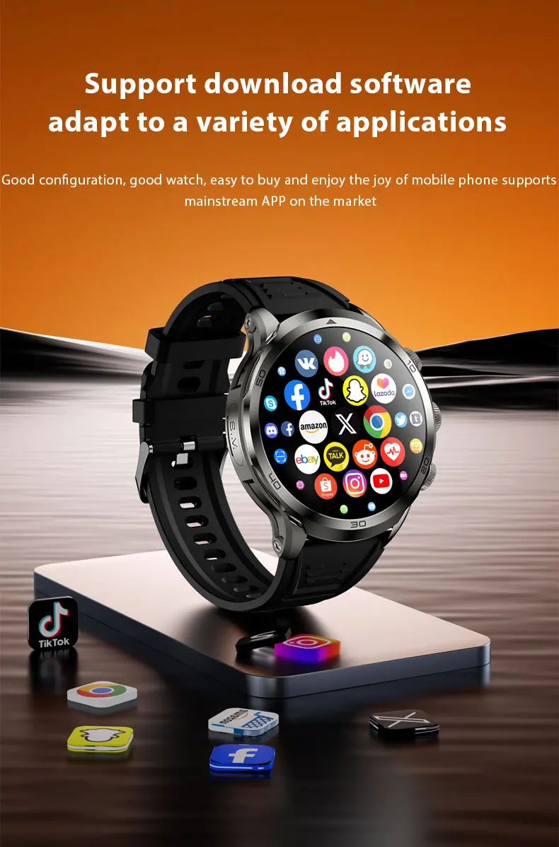 H19 Smart Watch 4G Android 9.0 OS 1990Mah NFC 466*466 Heart Rate 1.95 inch Large Screen GPS WIFI Smartwatch for Men Women Gift