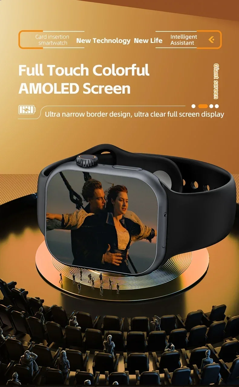 Global version CD20 smartwatch AMOLED screen supports SIM card WiFi GPS video call 2.29 inches, with 180 ° rotating camera
