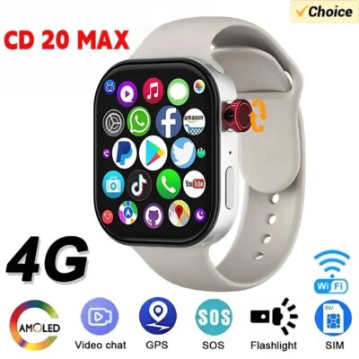 Global version CD20 smartwatch AMOLED screen supports SIM card WiFi GPS video call 2.29 inches, with 180 ° rotating camera