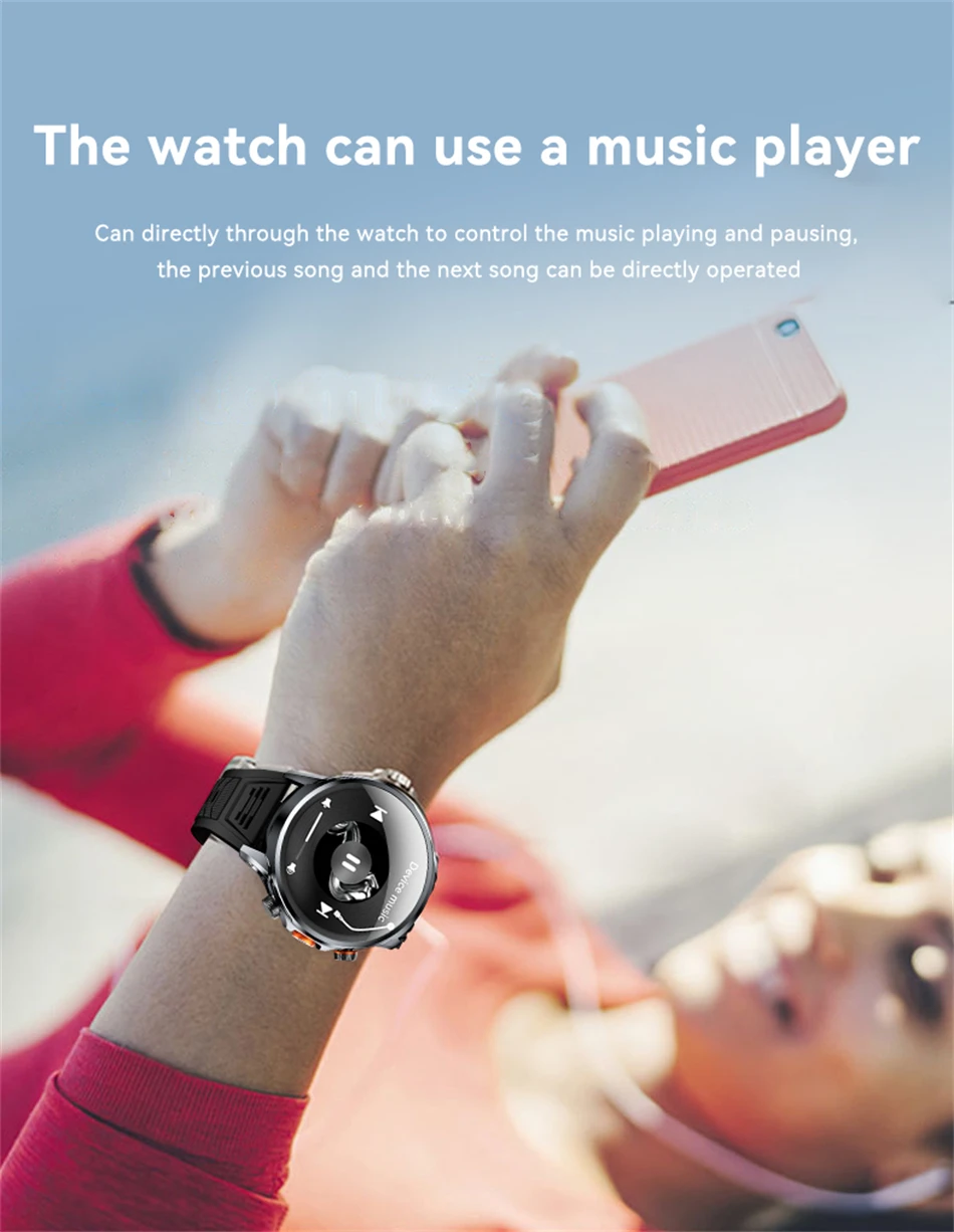 8GB+128GB RAM 5G/4G Smart Watch 1.95 inch 680*680 AMOLED 1100mah Battery 500W Camera GPS WIFI Google APP Download Smartwatch Men