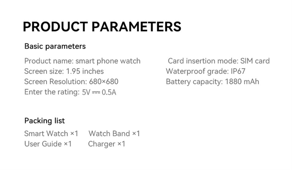 8GB+128GB RAM 5G/4G Smart Watch 1.95 inch 680*680 AMOLED 1100mah Battery 500W Camera GPS WIFI Google APP Download Smartwatch Men