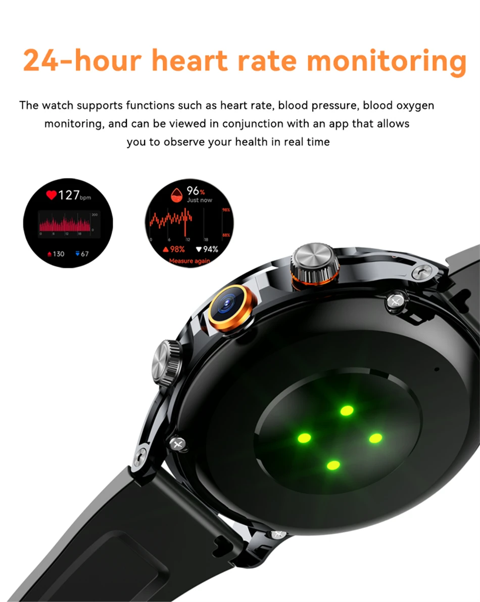 8GB+128GB RAM 5G/4G Smart Watch 1.95 inch 680*680 AMOLED 1100mah Battery 500W Camera GPS WIFI Google APP Download Smartwatch Men