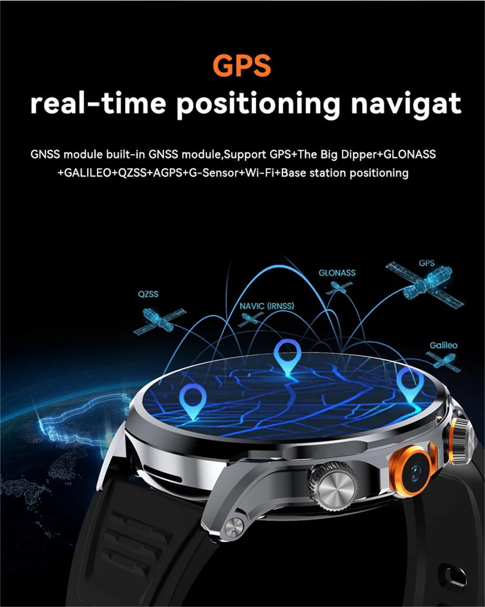 8GB+128GB RAM 5G/4G Smart Watch 1.95 inch 680*680 AMOLED 1100mah Battery 500W Camera GPS WIFI Google APP Download Smartwatch Men