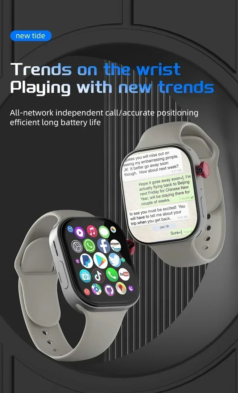 VP99 Smartwatch 4G LTE Android 2.29-inch Amoled screen smartwatch with 180° rotating camera Global Talk GPS WIFI Sim card slot