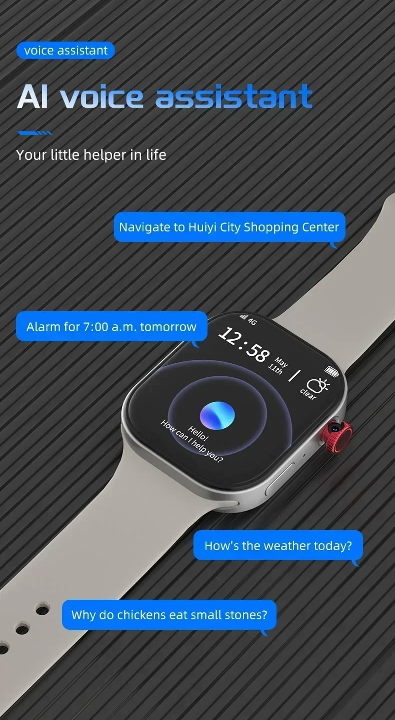 VP99 Smartwatch 4G LTE Android 2.29-inch Amoled screen smartwatch with 180° rotating camera Global Talk GPS WIFI Sim card slot