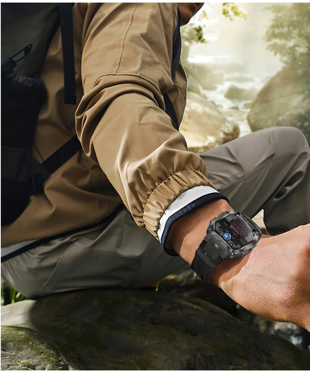 COLMI P85 Smartwatch Men Bluetooth Call Rugged Smart Watch 3ATM IP68 Waterproof LED Flashlight Outdoor Sports Fitness Watches