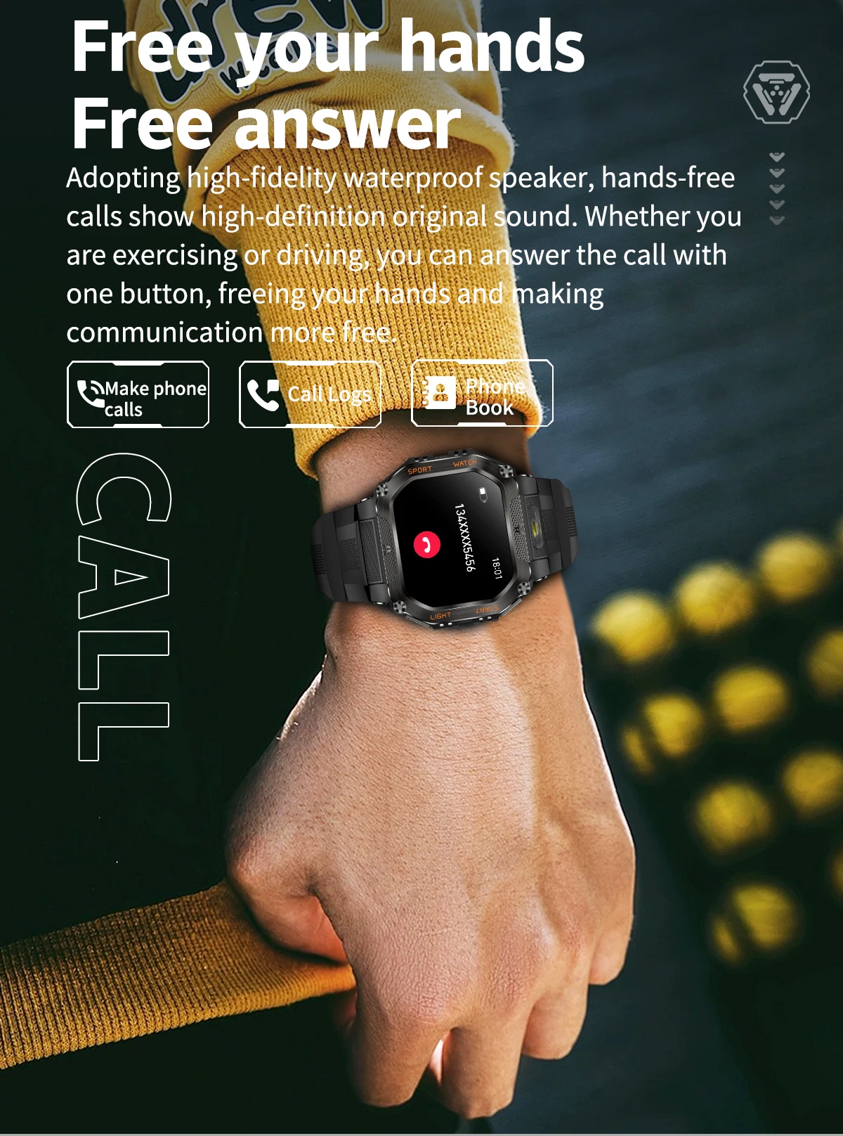 COLMI P85 Smartwatch Men Bluetooth Call Rugged Smart Watch 3ATM IP68 Waterproof LED Flashlight Outdoor Sports Fitness Watches