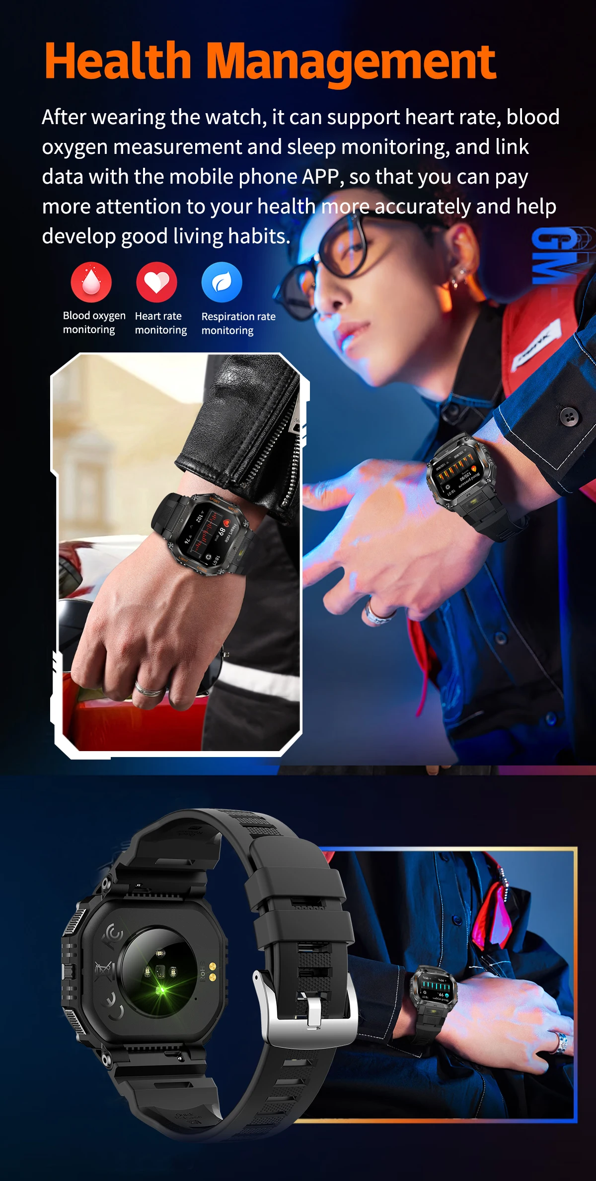 COLMI P85 Smartwatch Men Bluetooth Call Rugged Smart Watch 3ATM IP68 Waterproof LED Flashlight Outdoor Sports Fitness Watches