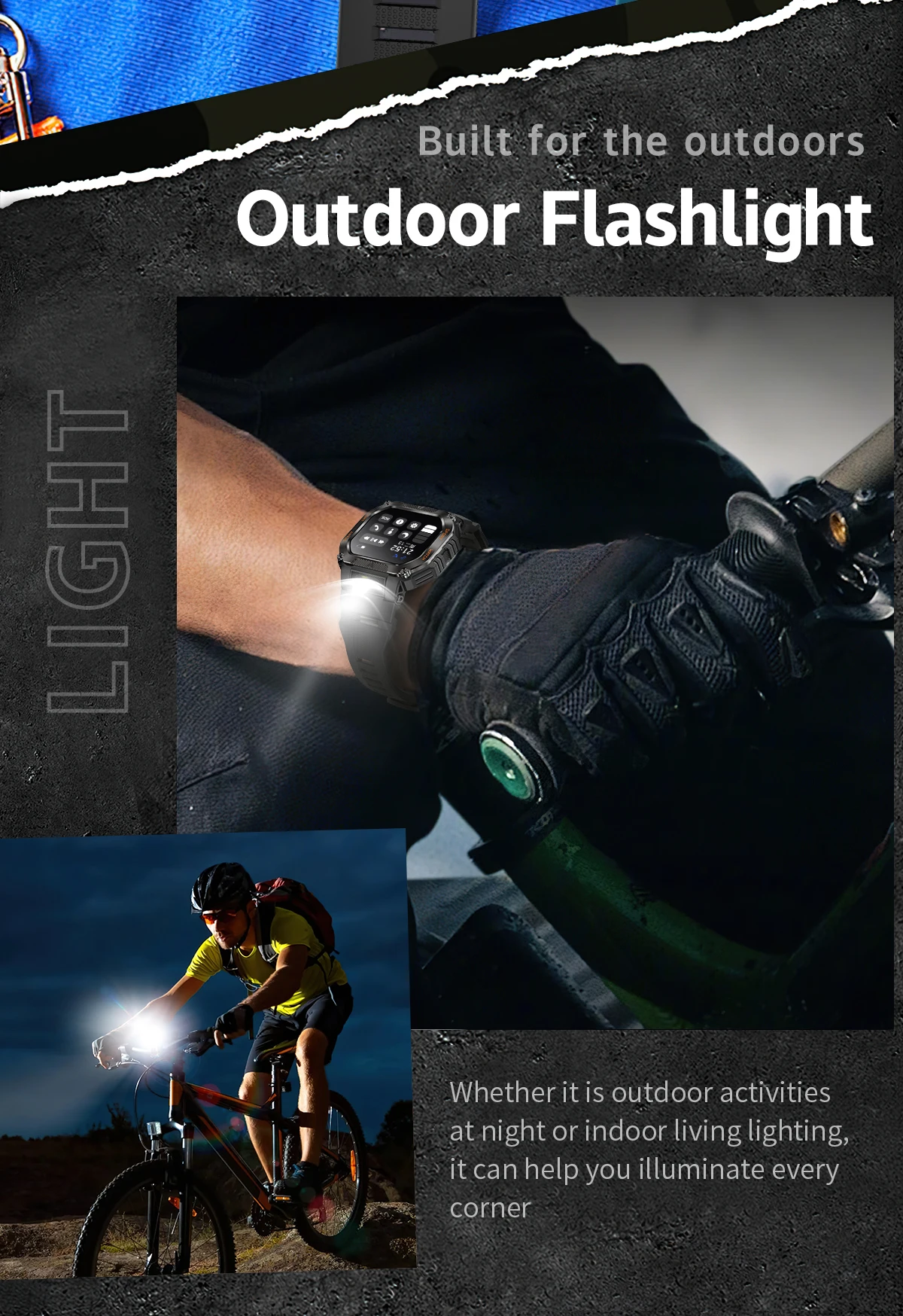 COLMI P85 Smartwatch Men Bluetooth Call Rugged Smart Watch 3ATM IP68 Waterproof LED Flashlight Outdoor Sports Fitness Watches