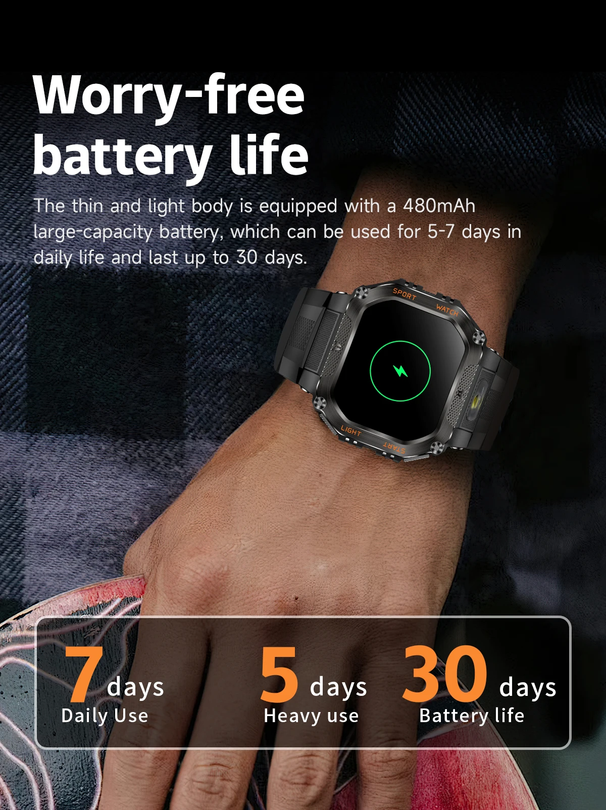 COLMI P85 Smartwatch Men Bluetooth Call Rugged Smart Watch 3ATM IP68 Waterproof LED Flashlight Outdoor Sports Fitness Watches