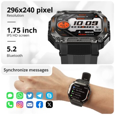 COLMI P85 Smartwatch Men Bluetooth Call Rugged Smart Watch 3ATM IP68 Waterproof LED Flashlight Outdoor Sports Fitness Watches - Image 2