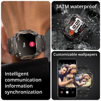 COLMI P85 Smartwatch Men Bluetooth Call Rugged Smart Watch 3ATM IP68 Waterproof LED Flashlight Outdoor Sports Fitness Watches - Image 6
