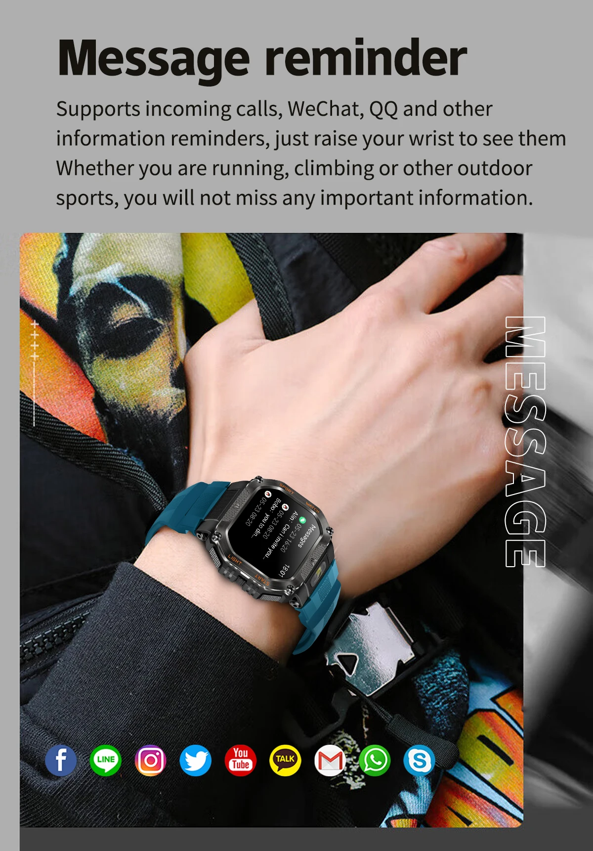 COLMI P85 Smartwatch Men Bluetooth Call Rugged Smart Watch 3ATM IP68 Waterproof LED Flashlight Outdoor Sports Fitness Watches