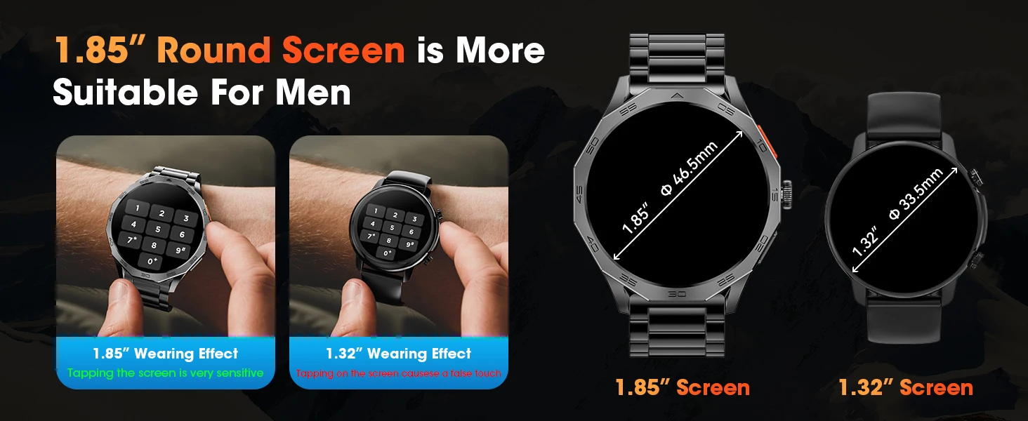 Karchilor Men's smartwatch, 1.85 high-definition screen, Bluetooth calling IP68 waterproof sports fitness watch, Sports fitness Karchilor Men's smartwatch, 1.85 high-definition screen, Bluetooth calling IP68 waterproof sports fitness watch, Sports fitness